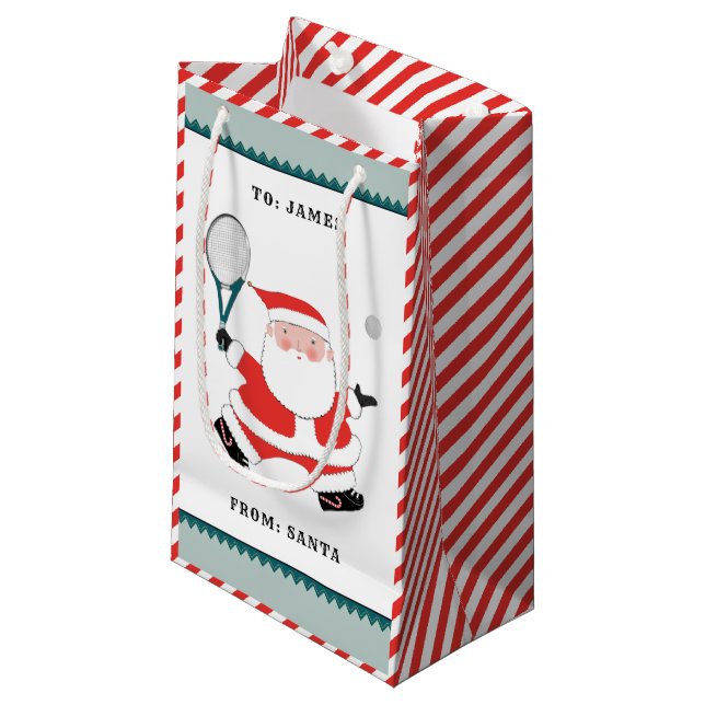 Personalized Tennis Holiday Small Gift Bag (Front Angled)