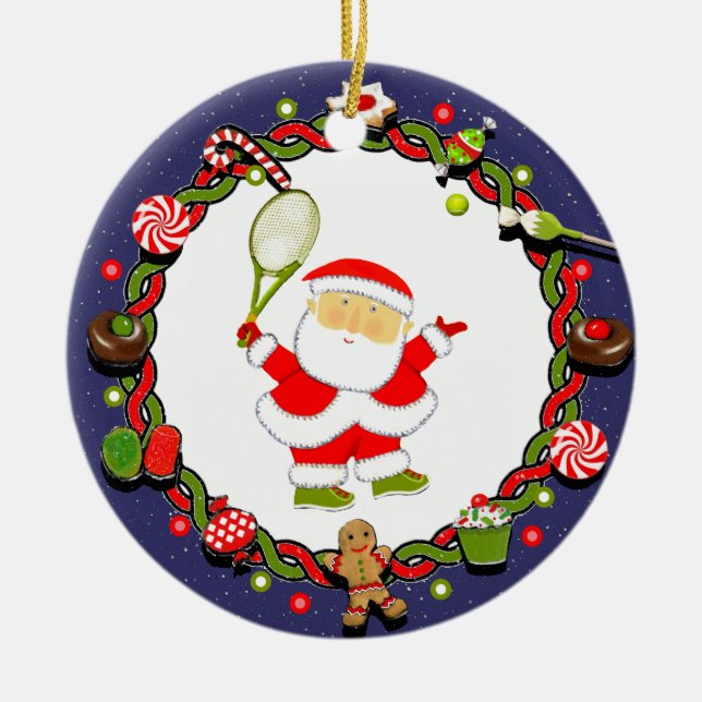 Personalized Tennis Keepsake Gift Ceramic Ornament (Front)