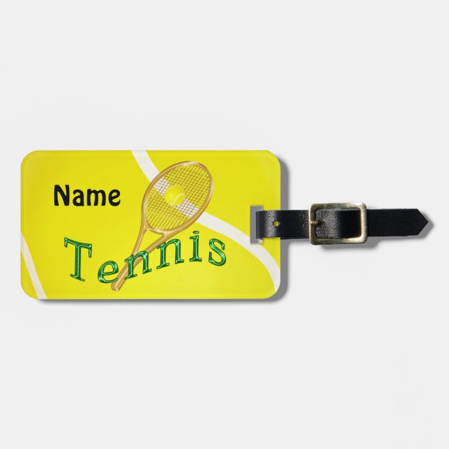 Personalized Tennis Luggage Tags, Tennis Bag Tags (Front Horizontal)