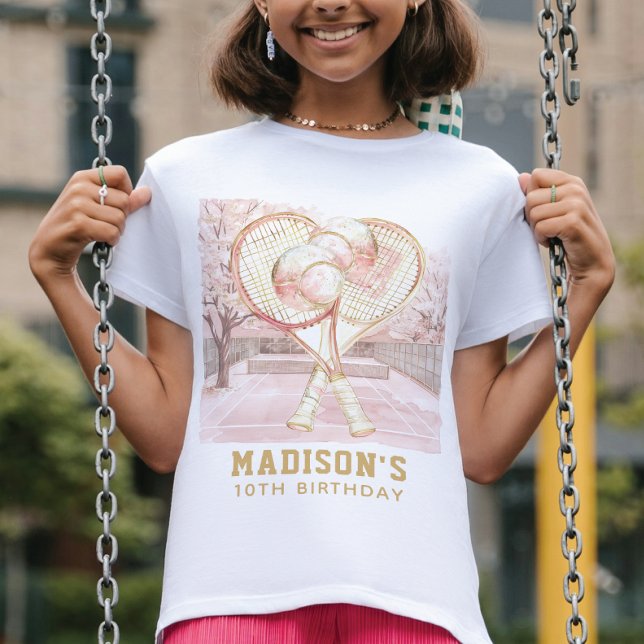 Personalized Tennis Luxury Girl Birthday  T-Shirt (Creator Uploaded)