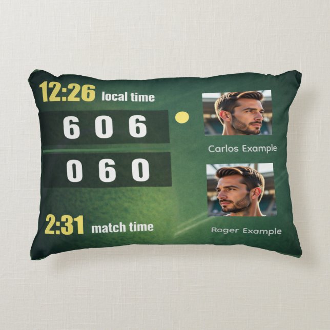 Personalized Tennis Match Scoreboard Accent Pillow (Front)