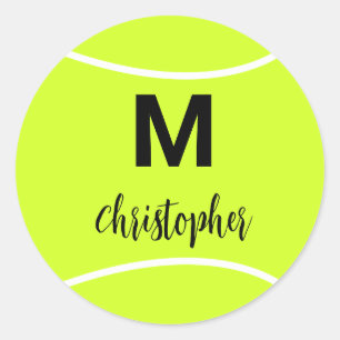 Personalized Tennis Monogram Initial Name Classic Round Sticker