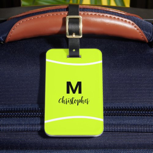 Personalized Tennis Monogram Initial Name Luggage Tag