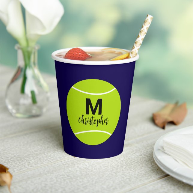 Personalized Tennis Monogram Initial Name Paper Cups (Insitu)