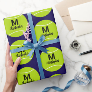 Personalized Tennis Monogram Initial Name Wrapping Paper