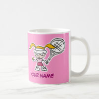 Personalized tennis mug gift with cute cartoon