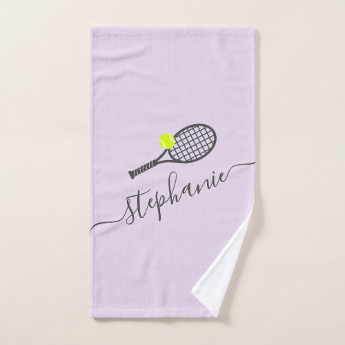 Personalized Tennis Name Light Purple Hand Towel