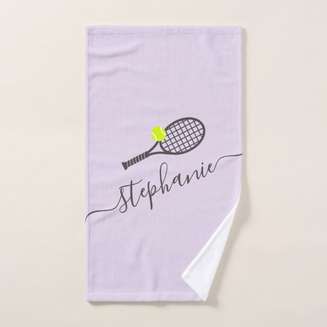 Personalized Tennis Name Light Purple Hand Towel (Hand Towel)