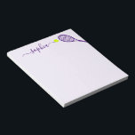 Personalized Tennis Name Purple Womens Sports Notepad<br><div class="desc">Personalized notepad with a simple purple and lavender tennis racket graphic and custom name or text in a feminine girly and modern pretty script font monogram. Any tennis player would love an elegant and modern useful tennis-themed stationery office accessory to write notes and todo lists on.</div>