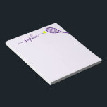 Personalized Tennis Name Purple Womens Sports Notepad<br><div class="desc">Personalized notepad with a simple purple and lavender tennis racket graphic and custom name or text in a feminine girly and modern pretty script font monogram. Any tennis player would love an elegant and modern useful tennis-themed stationery office accessory to write notes and todo lists on.</div>