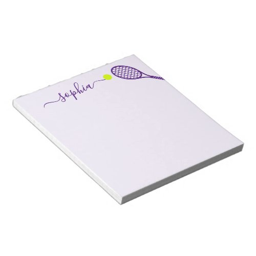 Personalized Tennis Name Purple Womens Sports Notepad