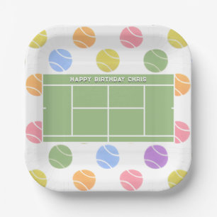 Personalized Tennis Party Birthday Paper Plates