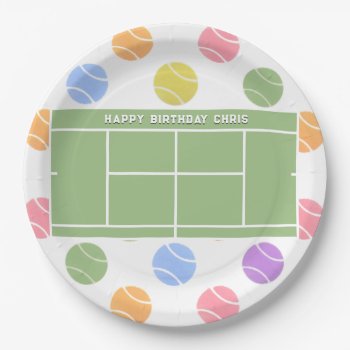 Personalized Tennis Party Birthday Paper Plates by ebbies at Zazzle