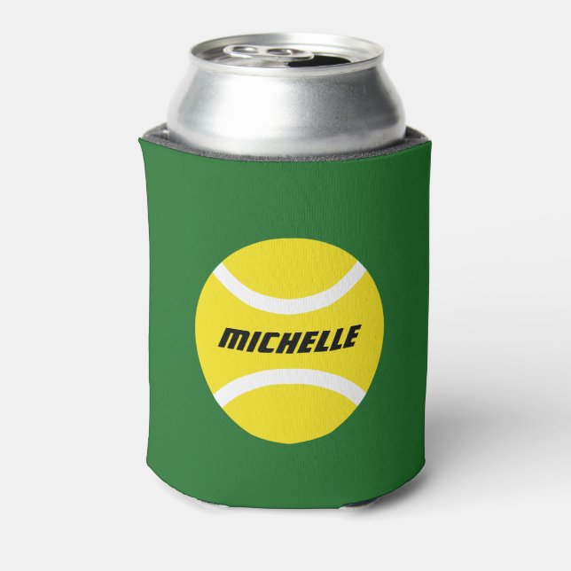 Personalized tennis party bottle and can coolers (Can Back)
