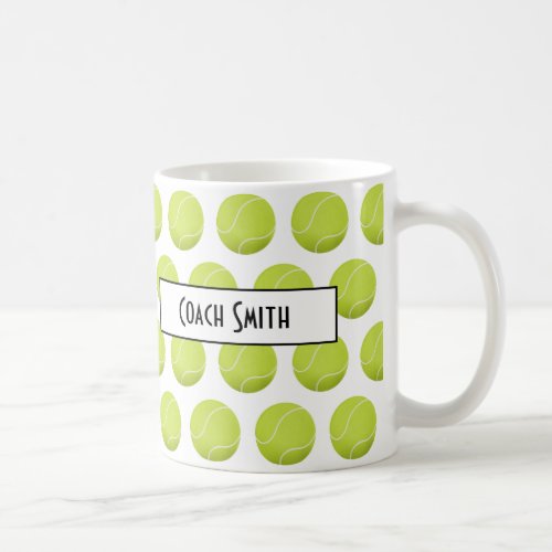 Personalized Tennis Pattern Coach Gift Coffee Mug