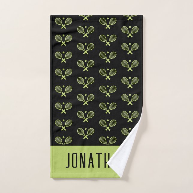 Personalized Tennis Pattern Custom Name Hand Towel (Hand Towel)