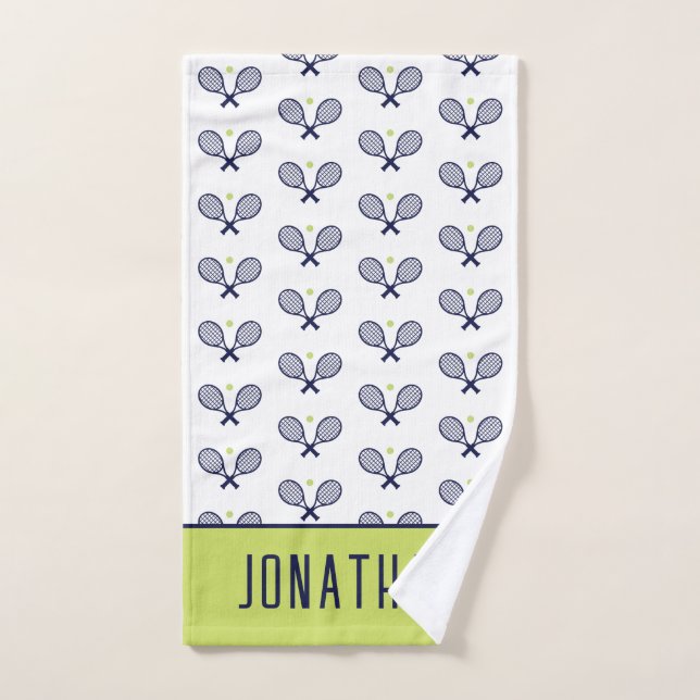 Personalized Tennis Pattern Custom Name Hand Towel (Hand Towel)
