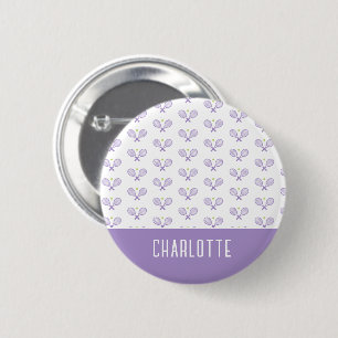 Personalized Tennis Pattern Custom Name Tennis Button