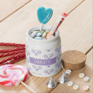 Personalized Tennis Pattern Custom Name Tennis Candy Jar