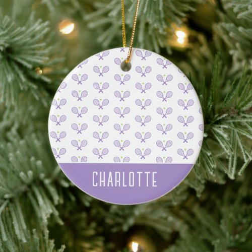 Personalized Tennis Pattern Custom Name Tennis Ceramic Ornament