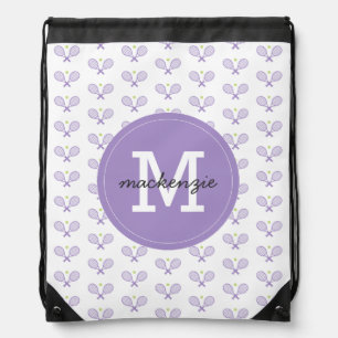 Personalized Tennis Pattern Custom Name Tennis Drawstring Bag