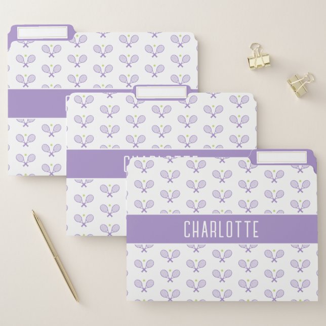 Personalized Tennis Pattern Custom Name Tennis File Folder (Set)