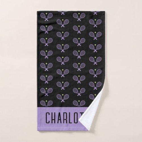 Personalized Tennis Pattern Custom Name Tennis Hand Towel