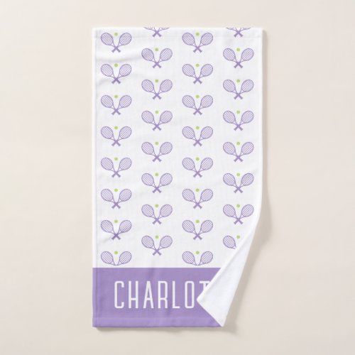 Personalized Tennis Pattern Custom Name Tennis Hand Towel