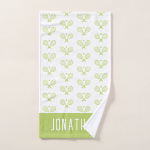 Personalized Tennis Pattern Custom Name Tennis Hand Towel