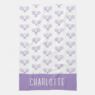 Personalized Tennis Pattern Custom Name Tennis Kitchen Towel