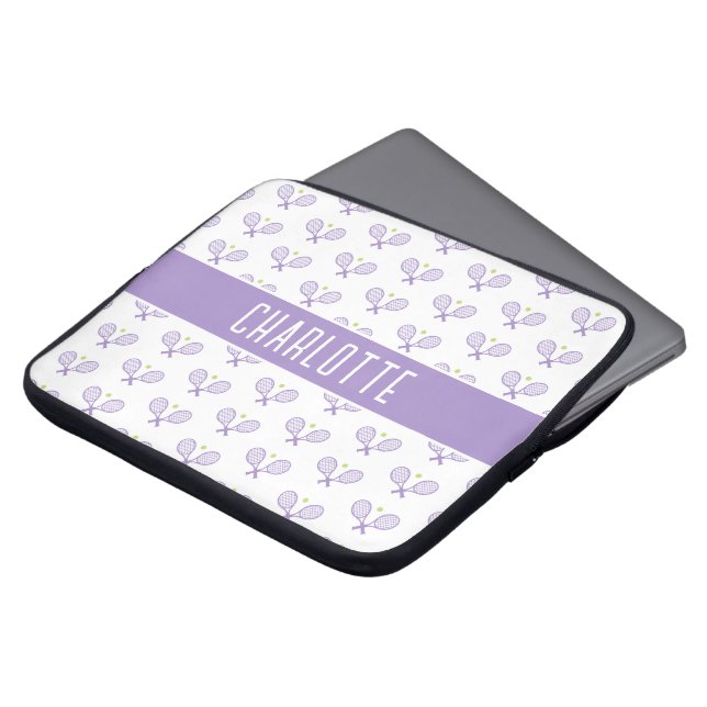 Personalized Tennis Pattern Custom Name Tennis Laptop Sleeve (Front Top)