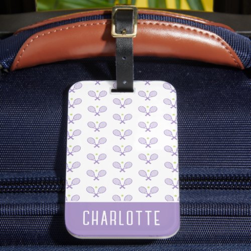 Personalized Tennis Pattern Custom Name Tennis Luggage Tag