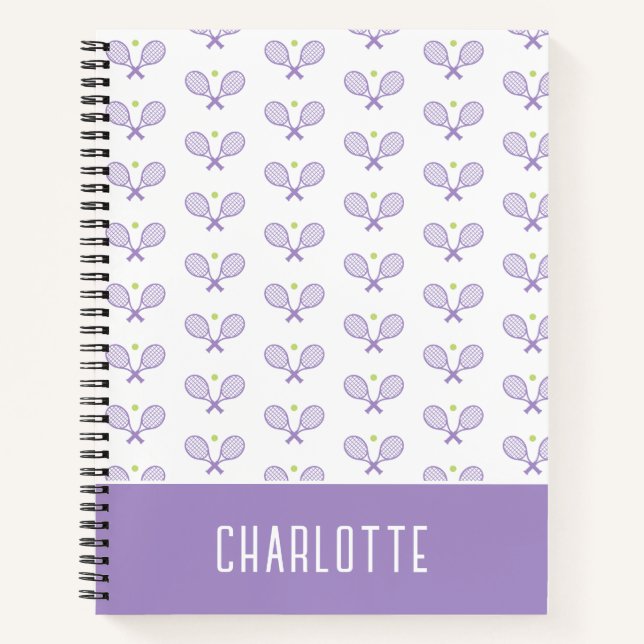 Personalized Tennis Pattern Custom Name Tennis Notebook (Front)