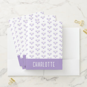 Personalized Tennis Pattern Custom Name Tennis Pocket Folder