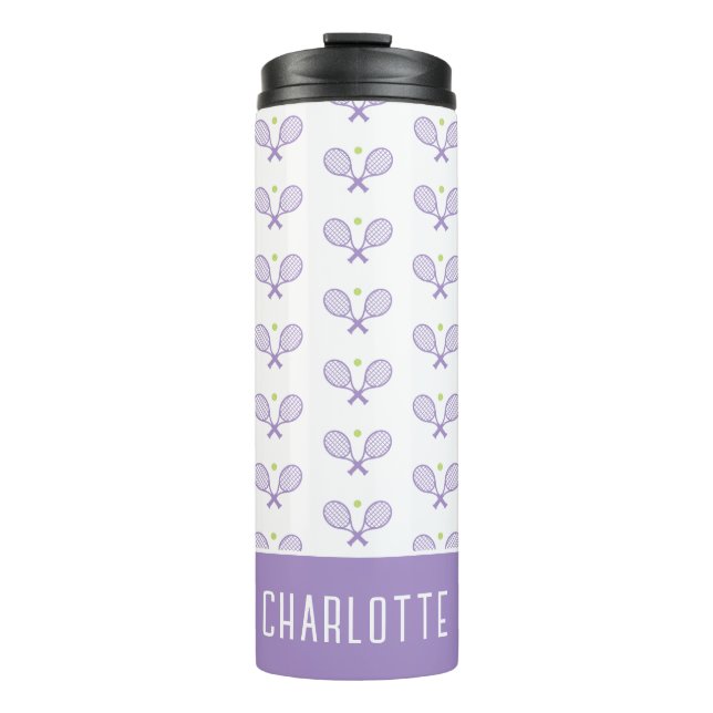 Personalized Tennis Pattern Custom Name Tennis Thermal Tumbler (Front)