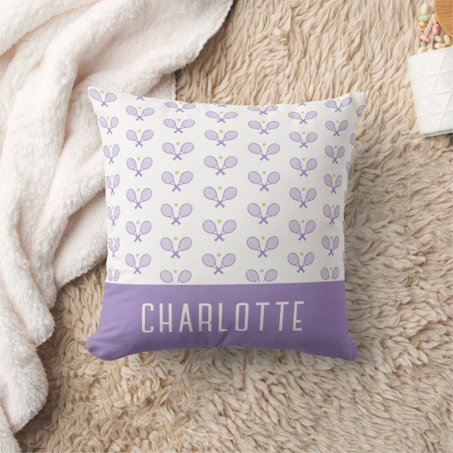 Personalized Tennis Pattern Custom Name Tennis Throw Pillow (Blanket)