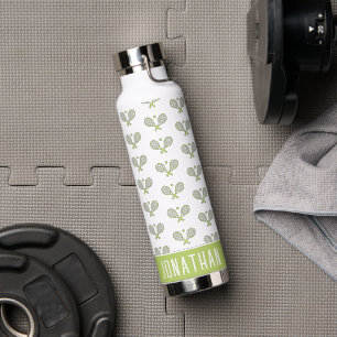 Personalized Tennis Pattern Custom Name Tennis Water Bottle