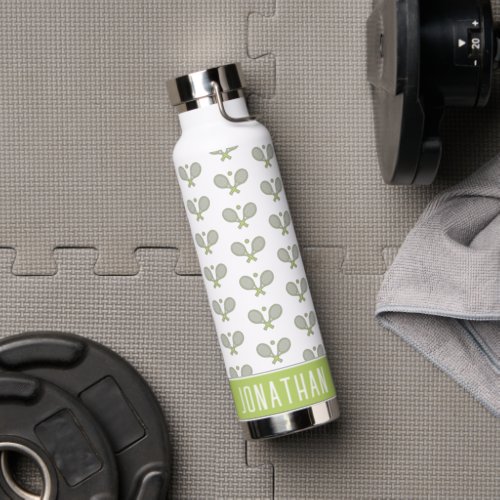 Personalized Tennis Pattern Custom Name Tennis Water Bottle