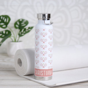 Personalized Tennis Pattern Custom Name Tennis Water Bottle