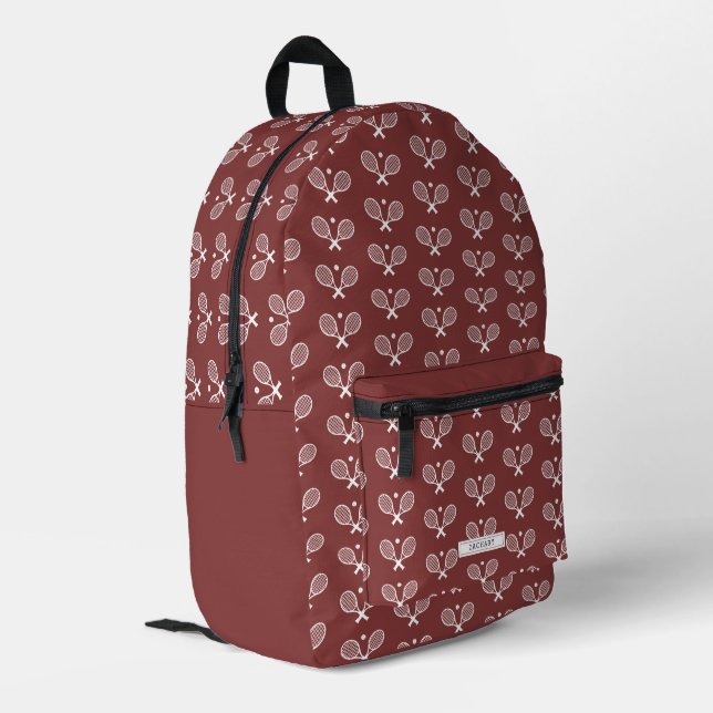 Personalized Tennis Pattern Tennis Player Printed Backpack (Back Corner Left)