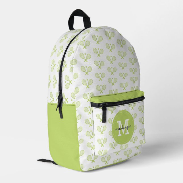 Personalized Tennis Pattern Tennis Player Printed Backpack (Back Corner Left)