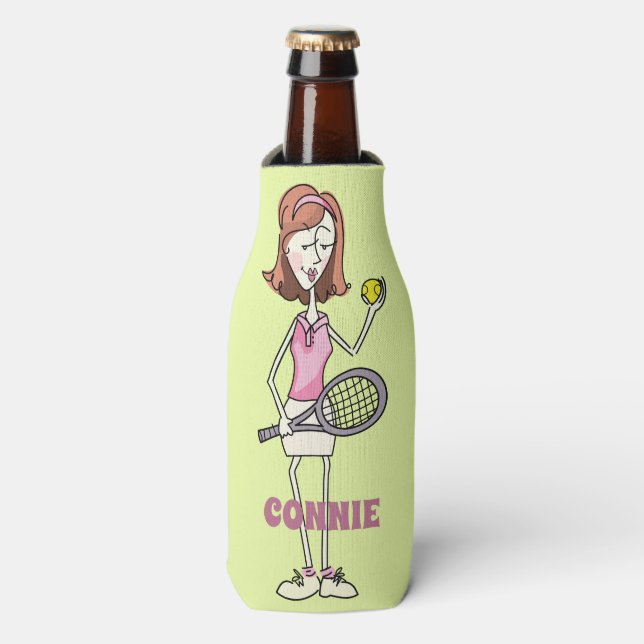 Personalized Tennis Player Bottle Cooler (Bottle Front)