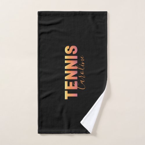 Personalized Tennis Player Coach Custom Name Black Hand Towel