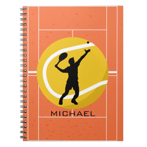 Personalized Tennis Player Coach Serving Sports Notebook