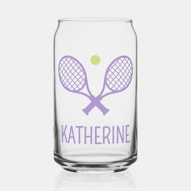 Personalized Tennis Player Custom Name Tennis Can Glass (Front)