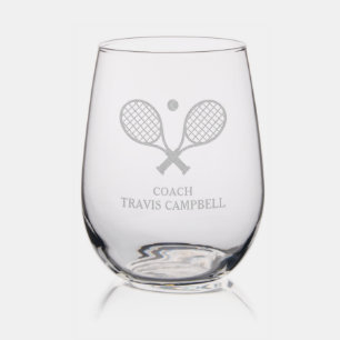 Personalized Tennis Player Custom Name Tennis Stemless Wine Glass