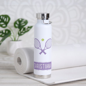 Personalized Tennis Player Custom Name Tennis Water Bottle