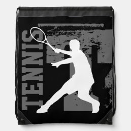 Personalized tennis player drawstring backpack bag
