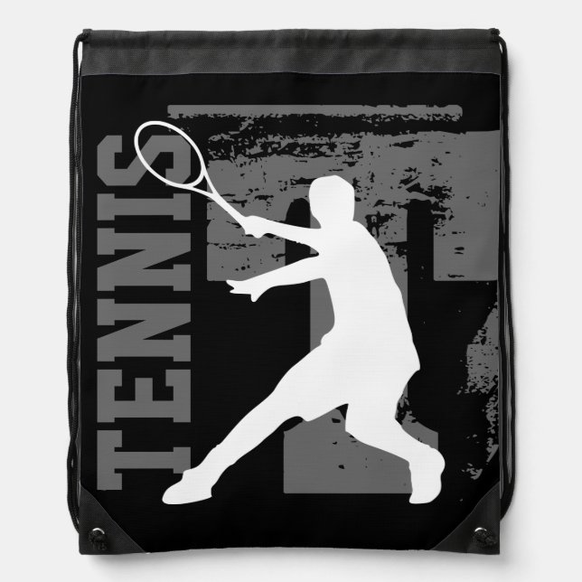 Personalized tennis player drawstring backpack bag (Front)