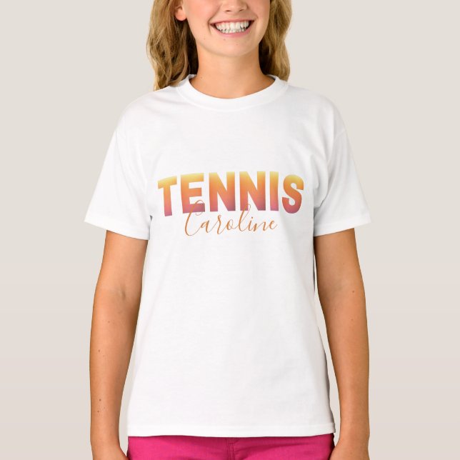 Personalized Tennis Player Girl Custom Name Cool T-Shirt (Front)